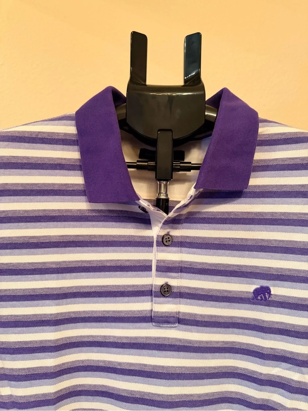 Banana Republic Purple and White Striped Polo